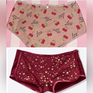 2 VS PINK velvet Shortie panty bundle Victoria’s Secret Pink panties boyshorts